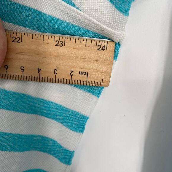 Vineyard Vineyards Performance Top Women’s XL  White & Teal Striped Nautical - Picture 5 of 7